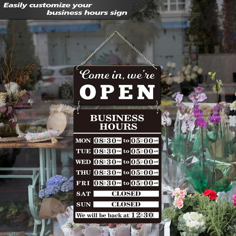 Magrooyar Magnetic Changeable Business Hours Sign with Double Sided Open Closed Signs, Metal Hours of Operation Signs, Store Hours Sign for Glass Door or Window（BLACK） - Image 5